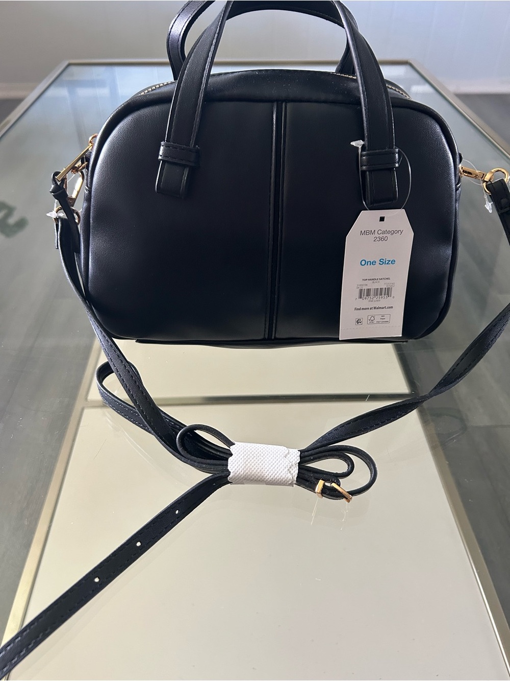 Time and Tru Black Dome Crossbody Satchel